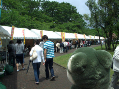 たまたま人があまりいないような写真になりましたが、緑地の外側はもう人、人、人！